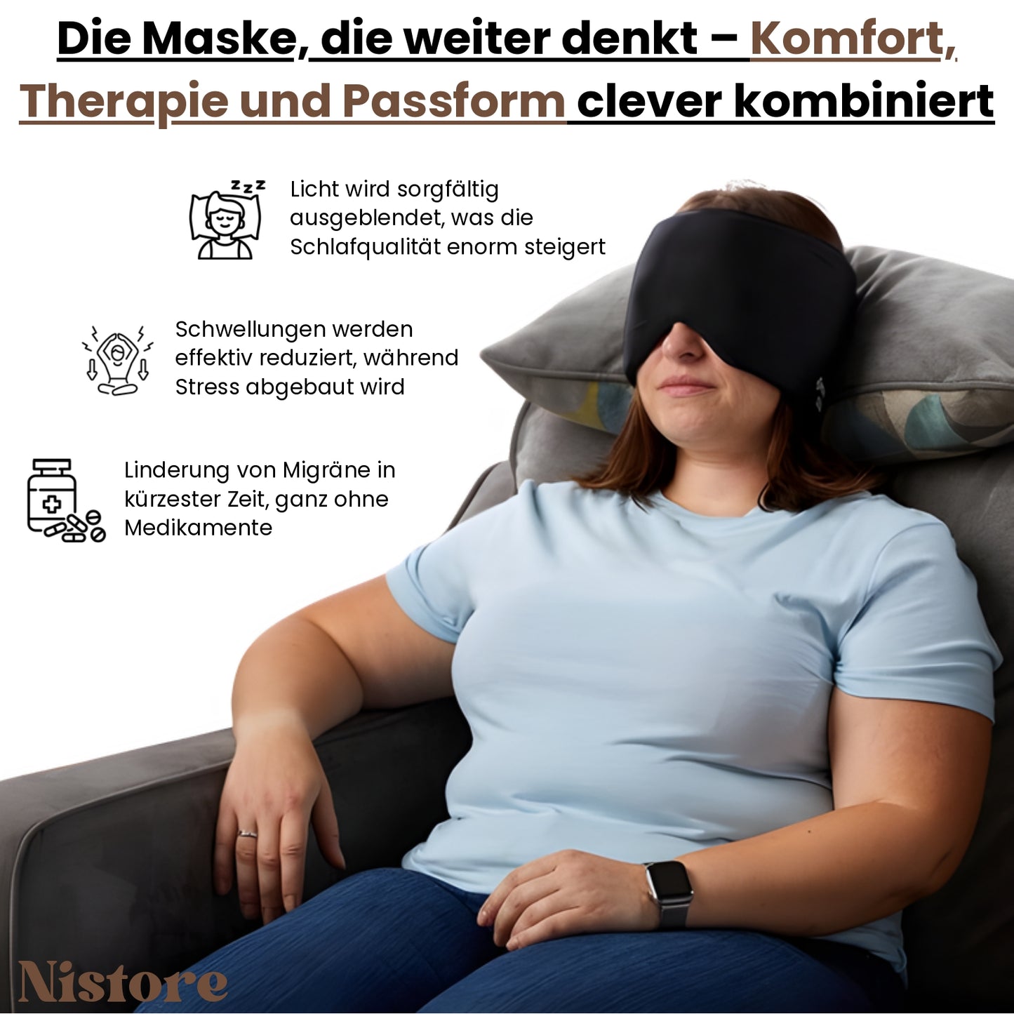 Schmerzlinderungskappe & Migränemaske mit Kühlgel - nistore